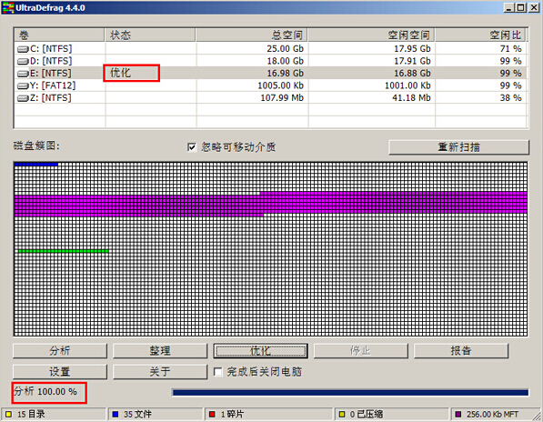 老白菜装机版7.3UltraDefrag碎片整理教程