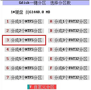 选择分区数
