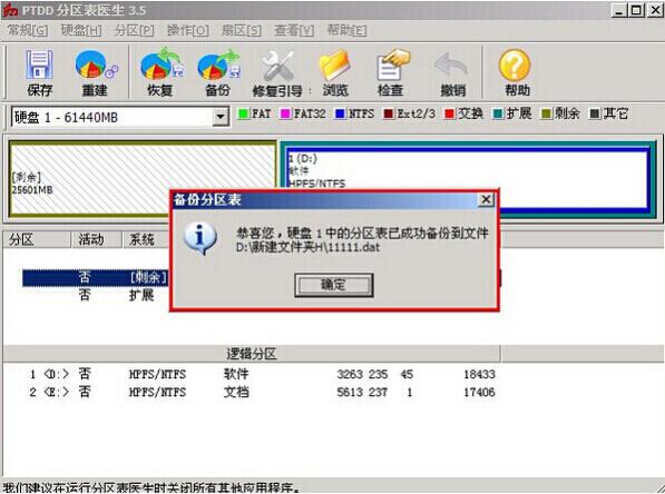 备份分区表