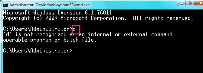 cmd 进入d盘