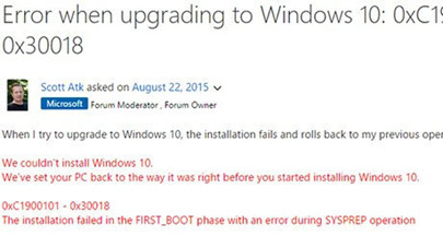 win10升级0xc1900101-0x30018错误解决办法