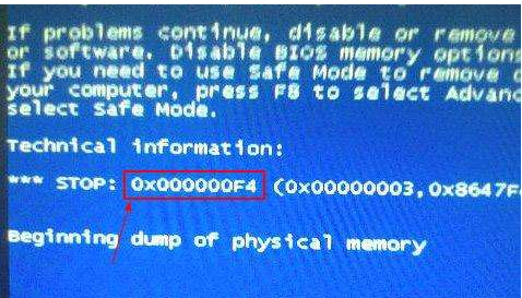 电脑蓝屏0x000000f4