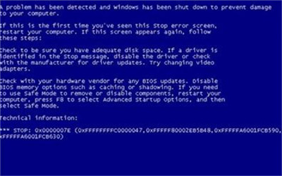 简单分析电脑蓝屏错误代码0x0000007e的原因和解决方法