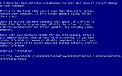 简单分析电脑蓝屏错误代码0x0000007e的原因和解决方法